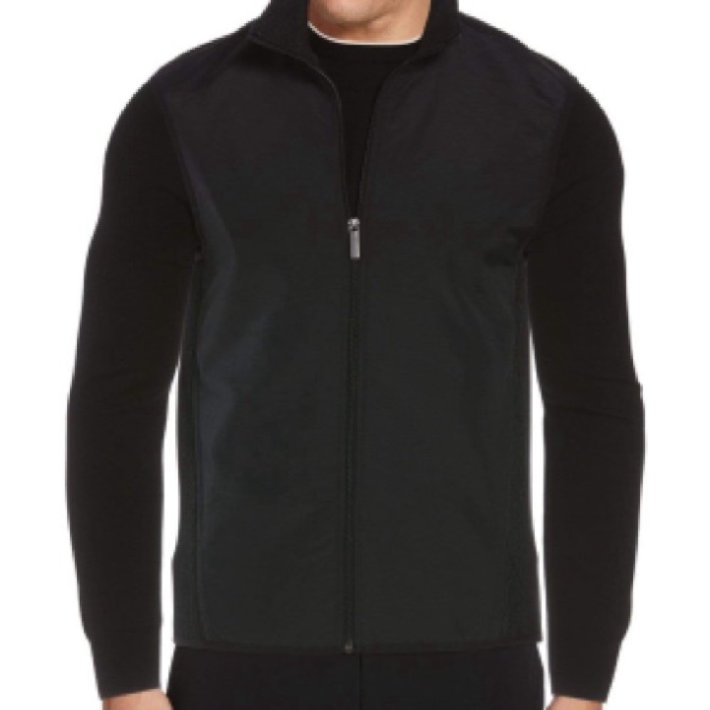 Perry Ellis Stretch Full-Zip Fleece Vest Black - XL